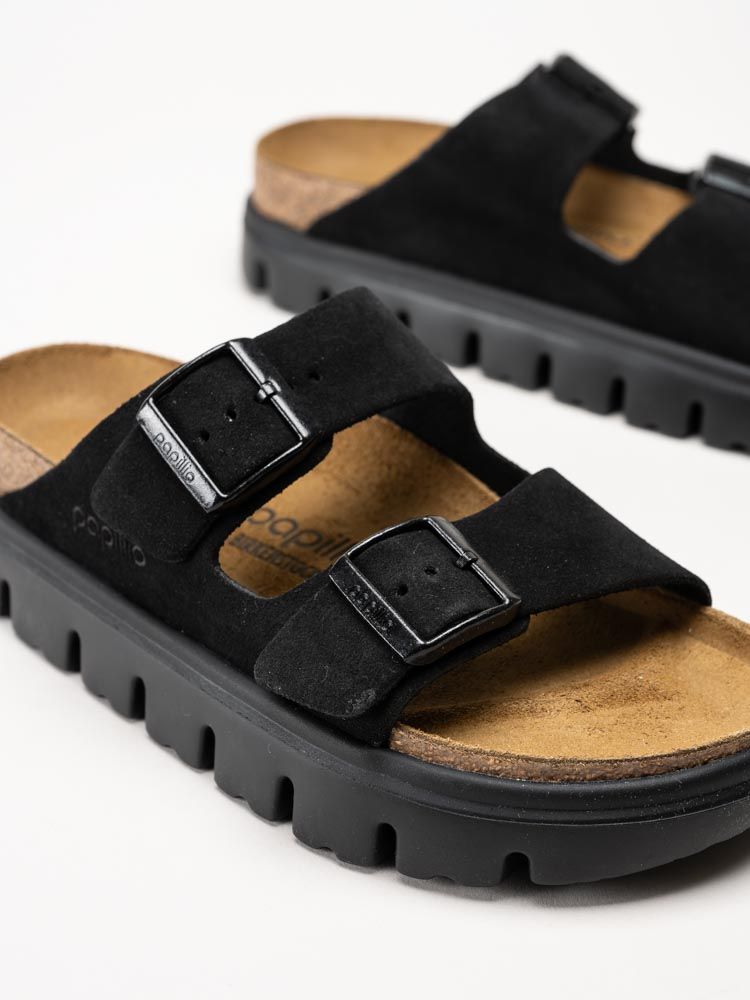 Birkenstock - Arizona Pap - Svarta platåsandaler i mocka