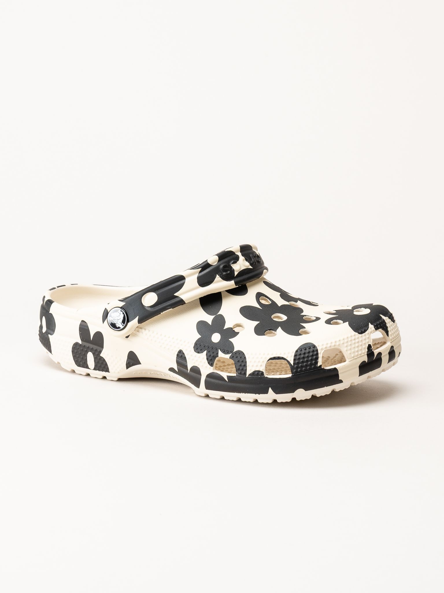 Crocs - Classic Pop Petals Clog - Vit/svarta slip in tofflor