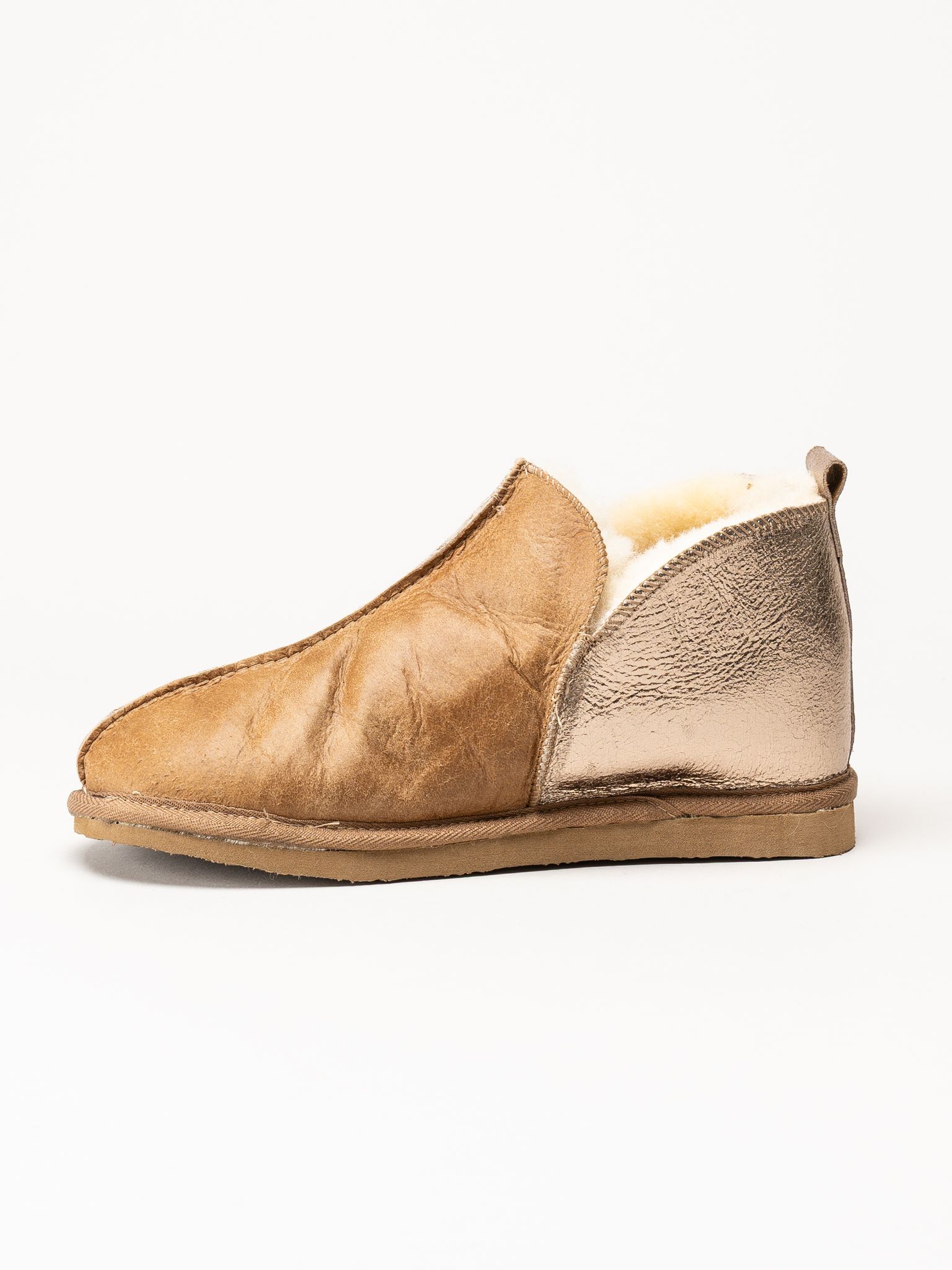 Shepherd - Annie - Bruna/guld fårskinnstofflor