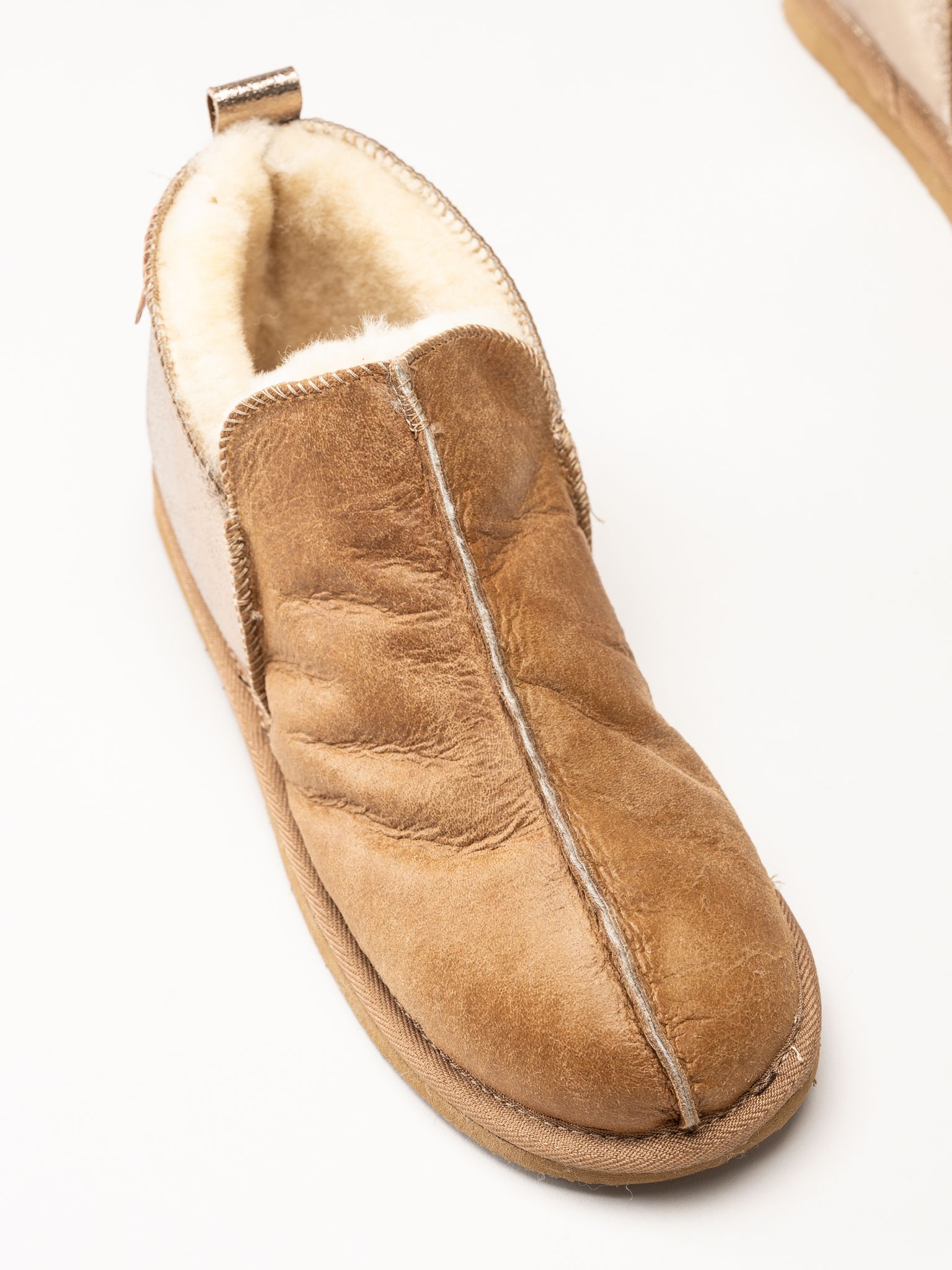 Shepherd - Annie - Bruna/guld fårskinnstofflor