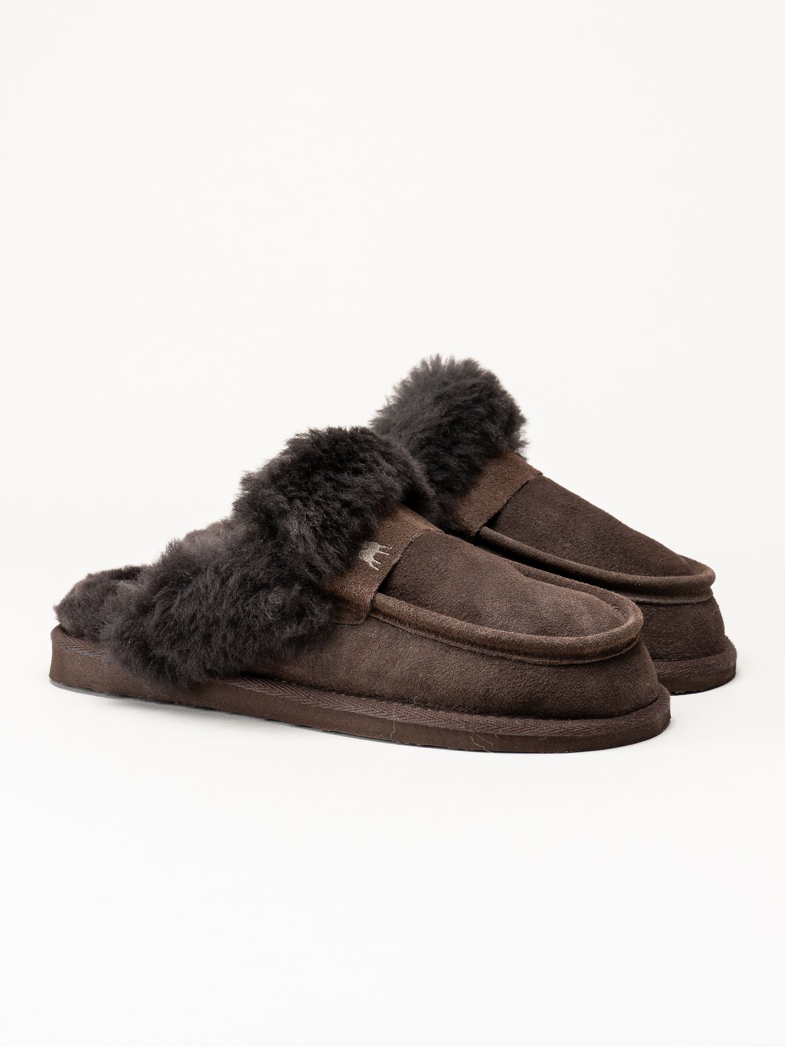 Shepherd - Cabris - Mörkbruna fårskinnstofflor