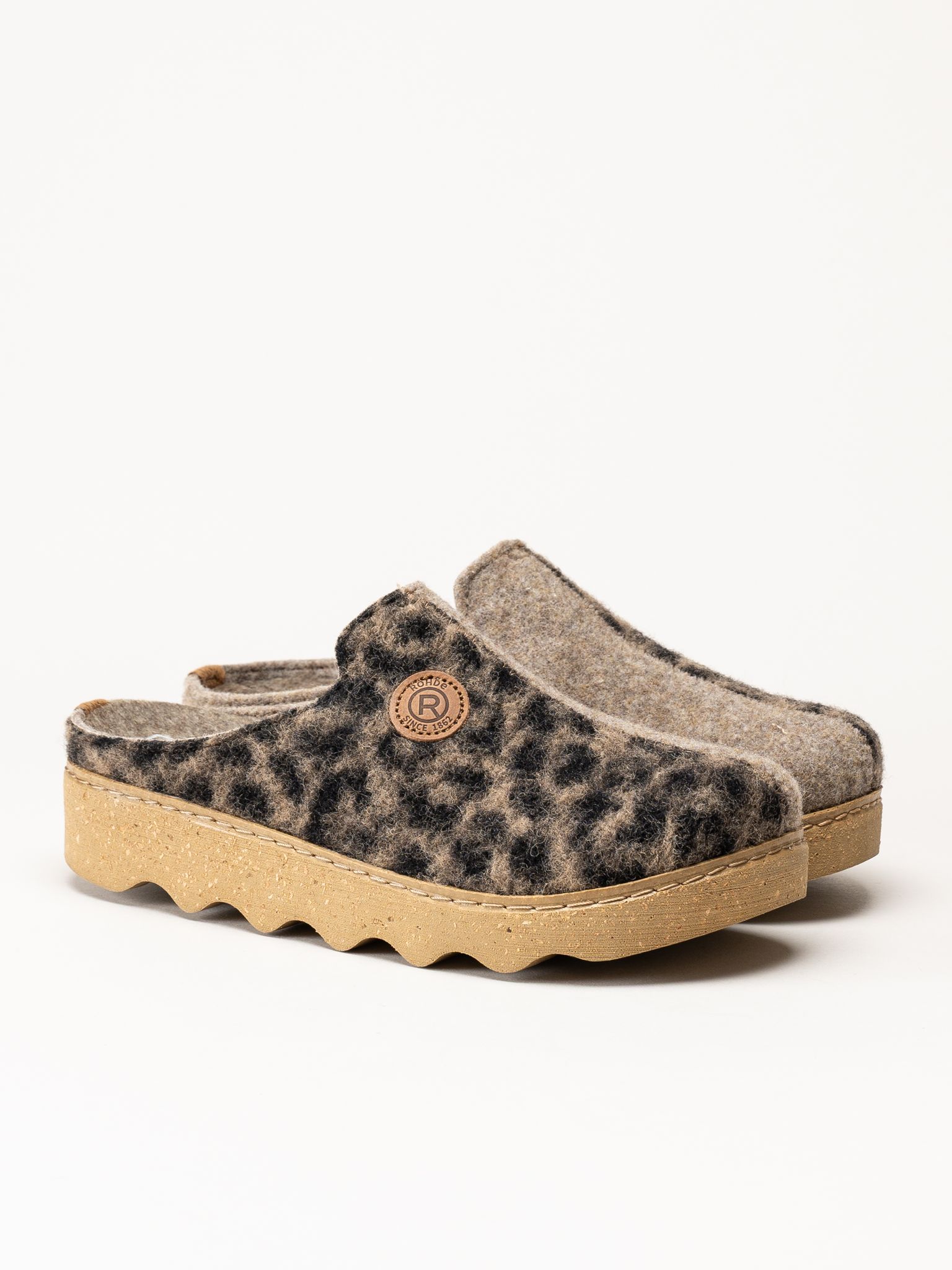 Rohde - Foggia-D - Leopardfärgade ulltofflor