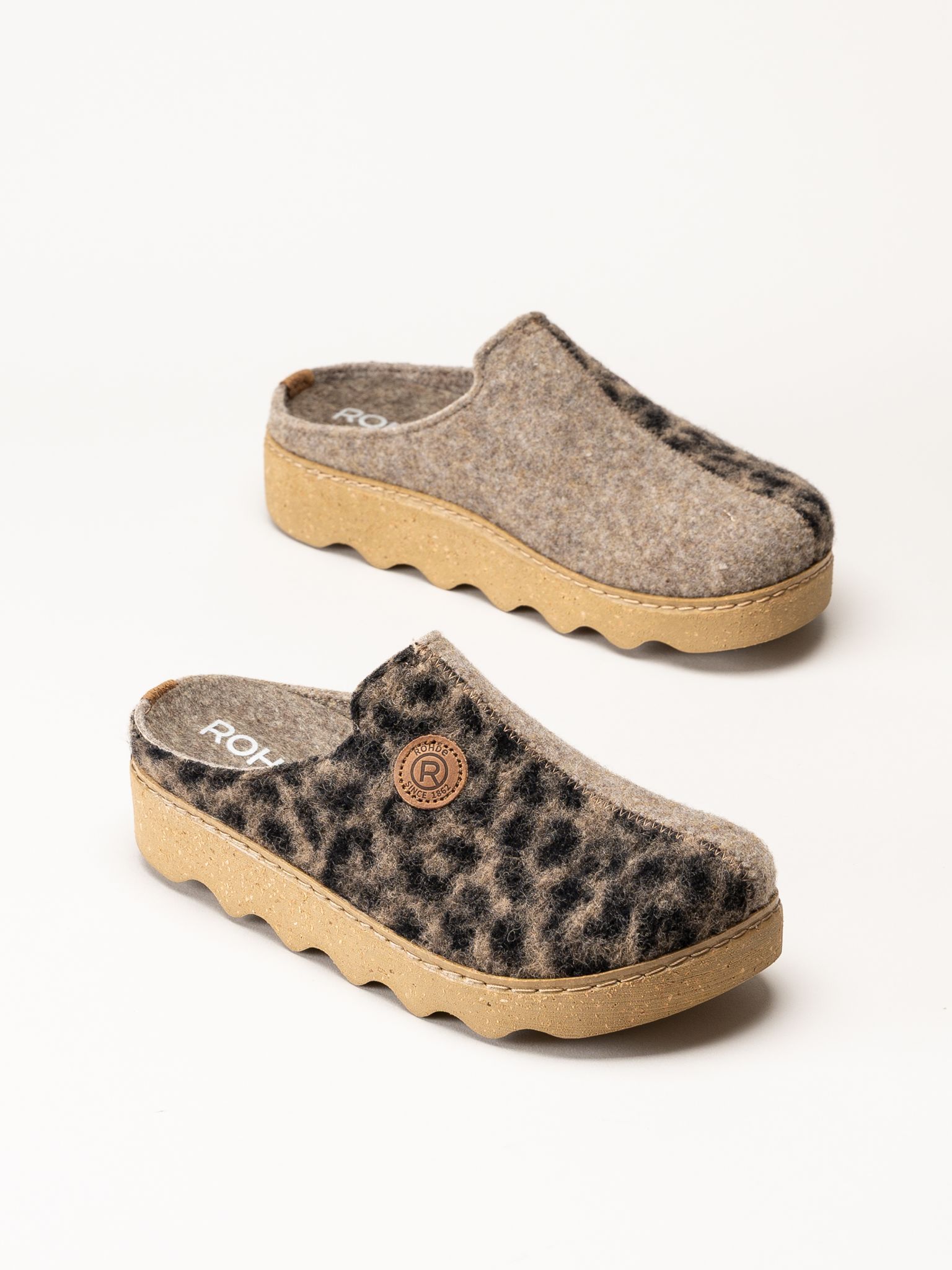 Rohde - Foggia-D - Leopardfärgade ulltofflor