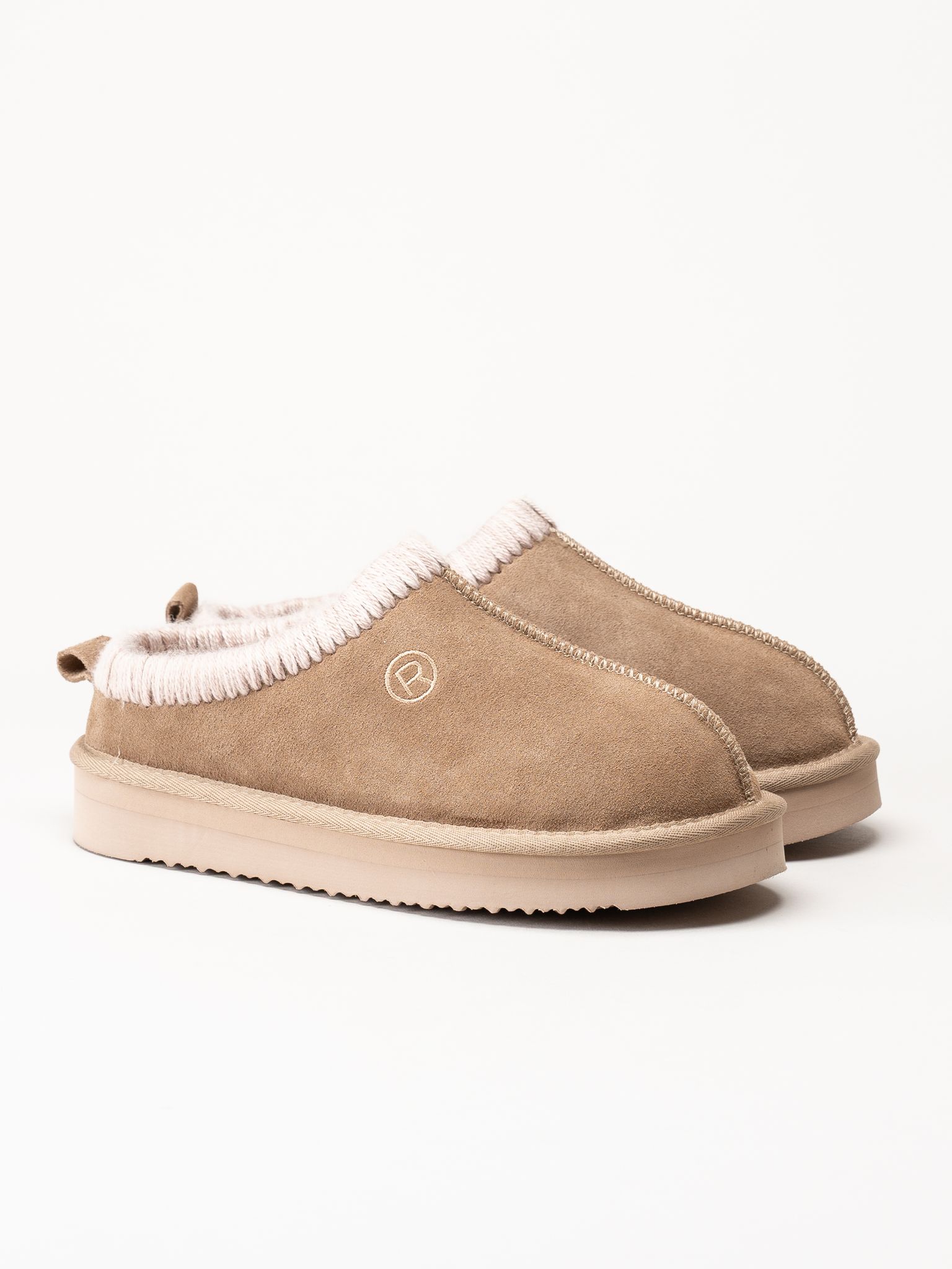Rohde - Beige fårskinnstofflor