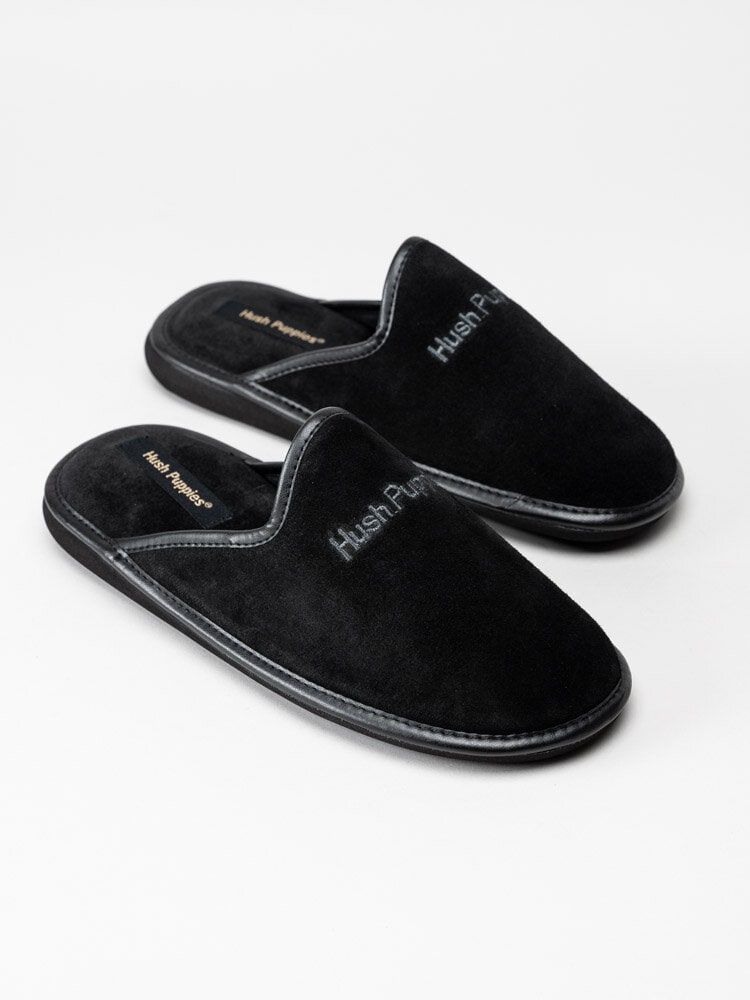 Hush Puppies - Mens Marco - Svarta slip in tofflor i mocka