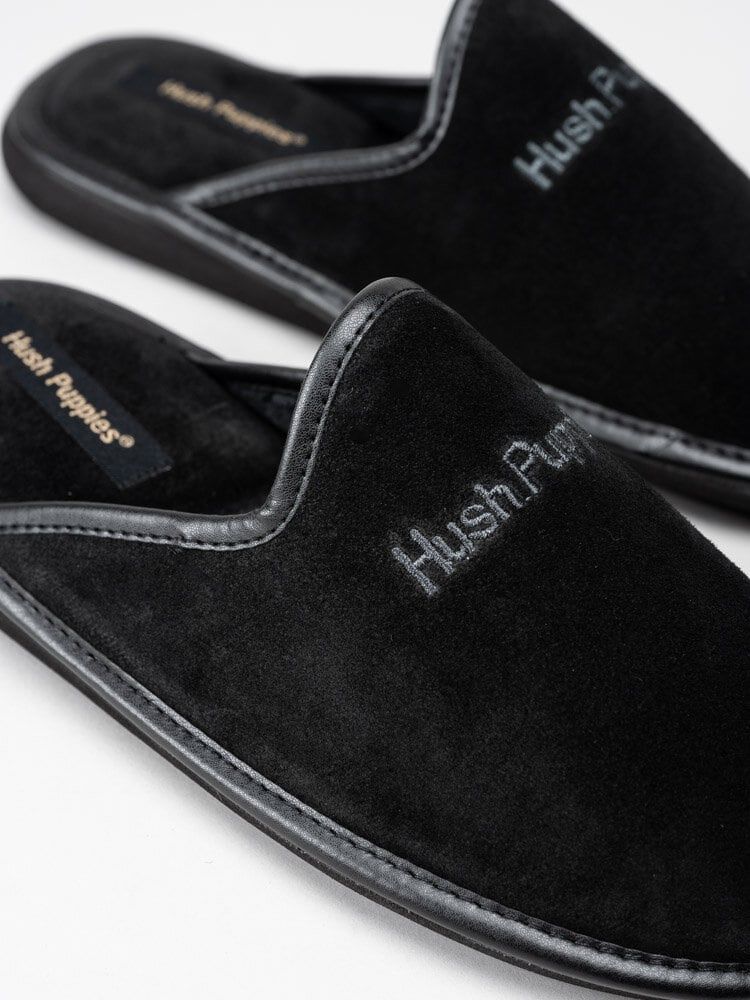Hush Puppies - Mens Marco - Svarta slip in tofflor i mocka
