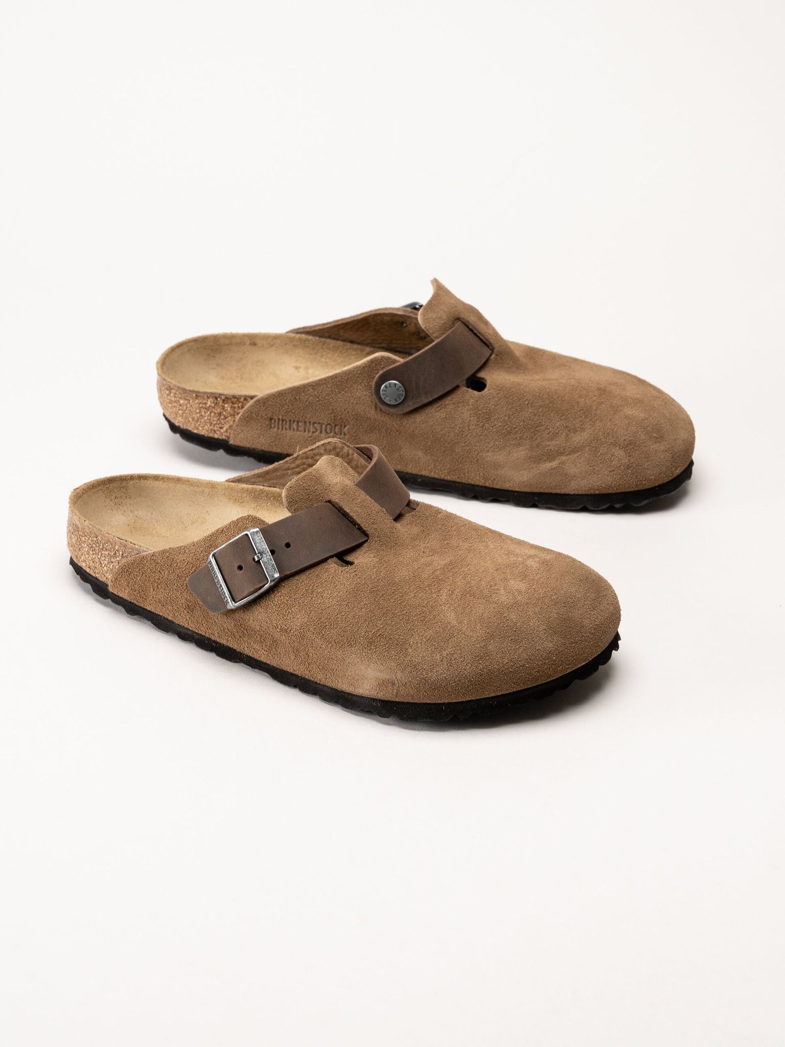 Birkenstock - Arizona Boston suede regular - Bruna slip-in sandaler i mocka