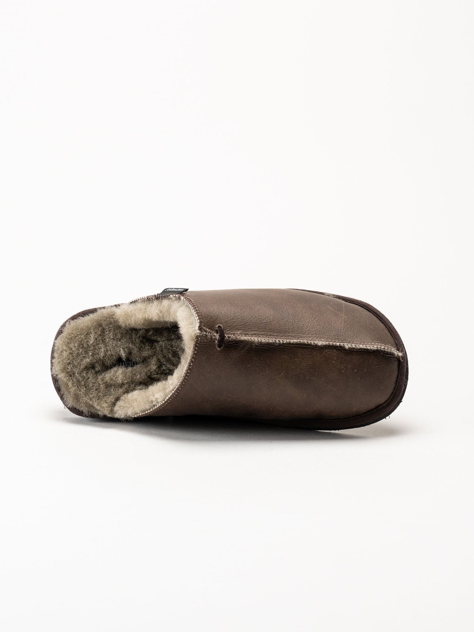 Shepherd - Hugo - Mörkbruna slip in fårskinnstofflor