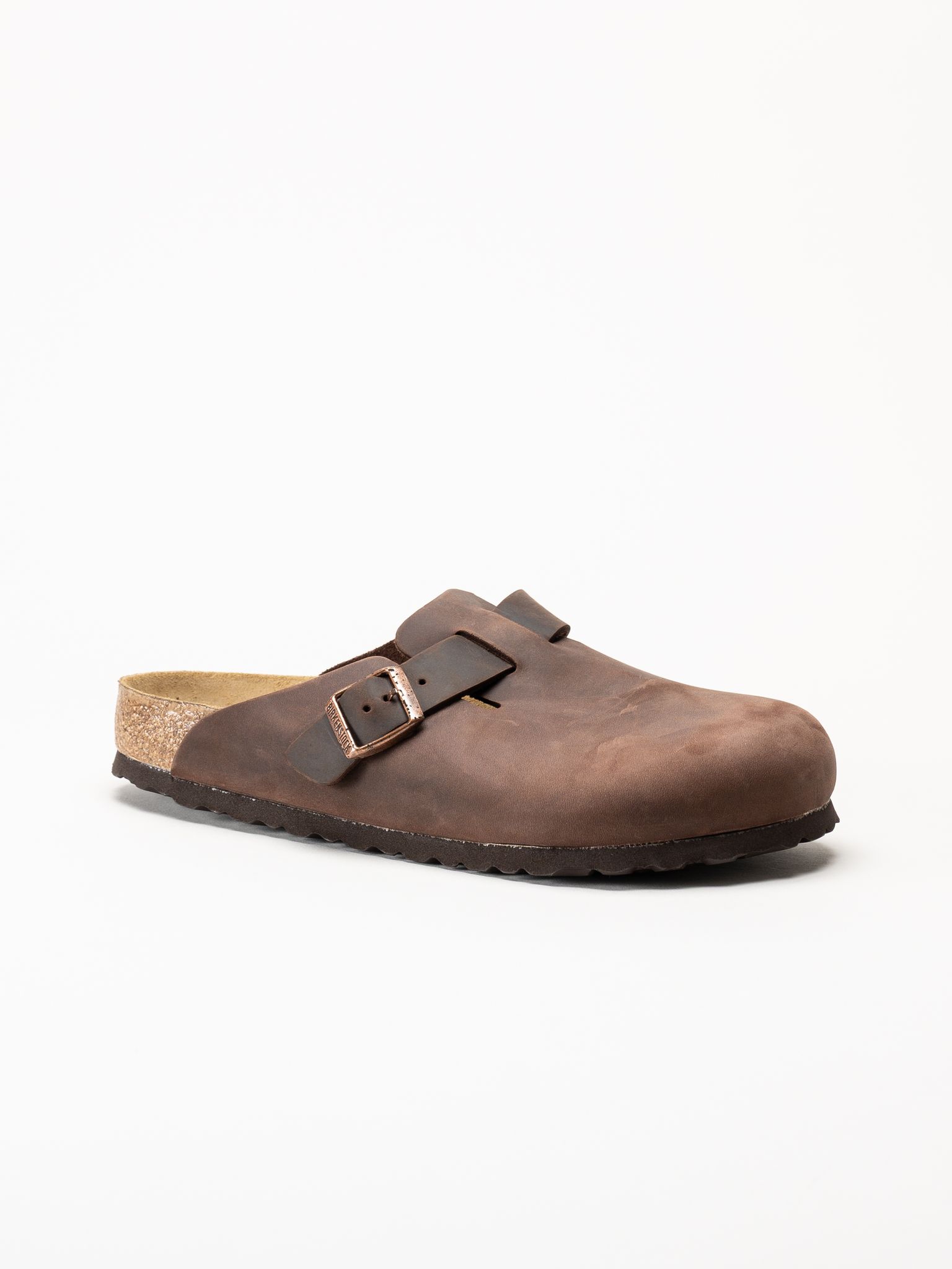 Birkenstock - Boston - Mörkbruna slip-in sandaler i oljat skinn