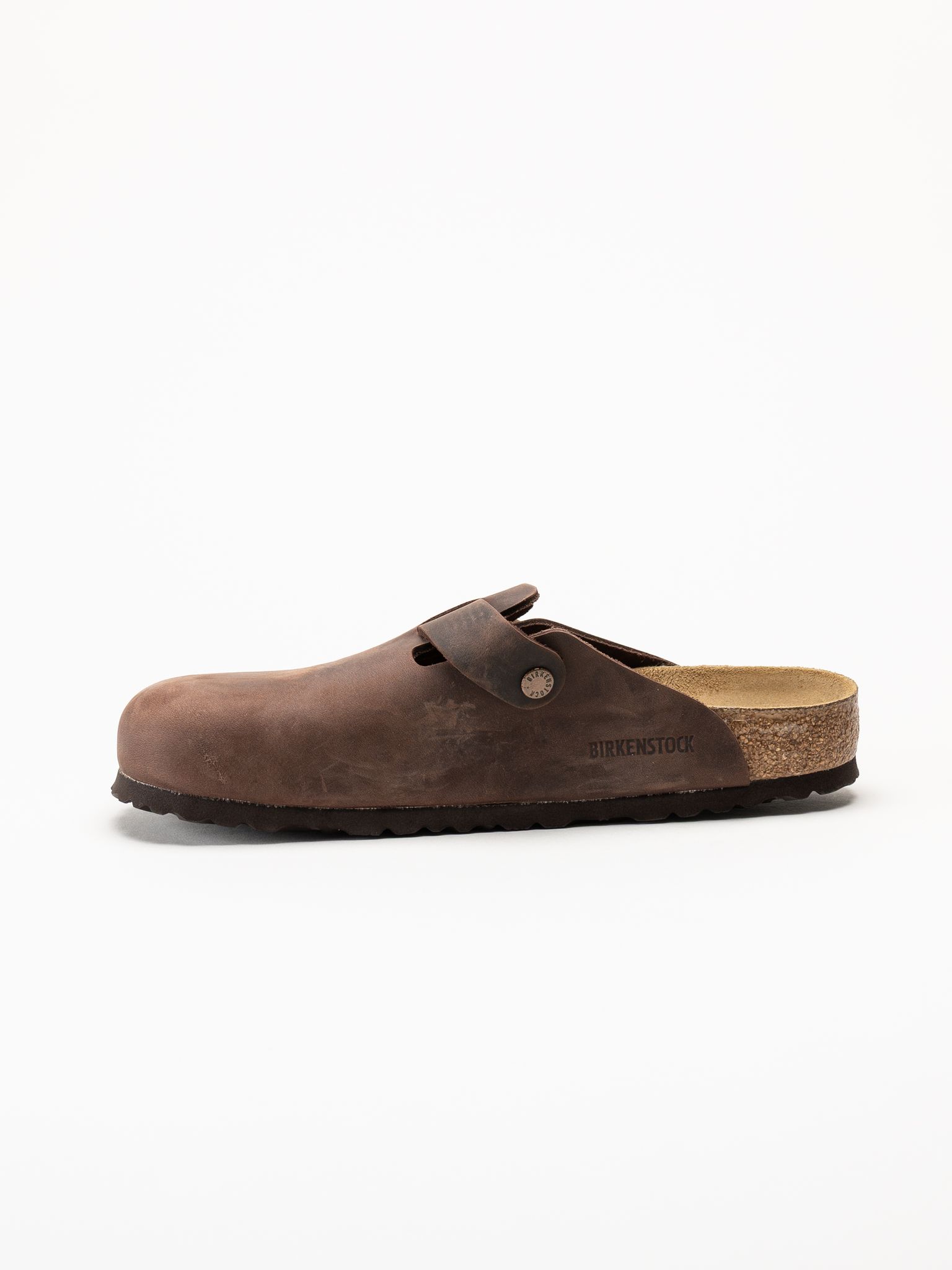 Birkenstock - Boston - Mörkbruna slip-in sandaler i oljat skinn