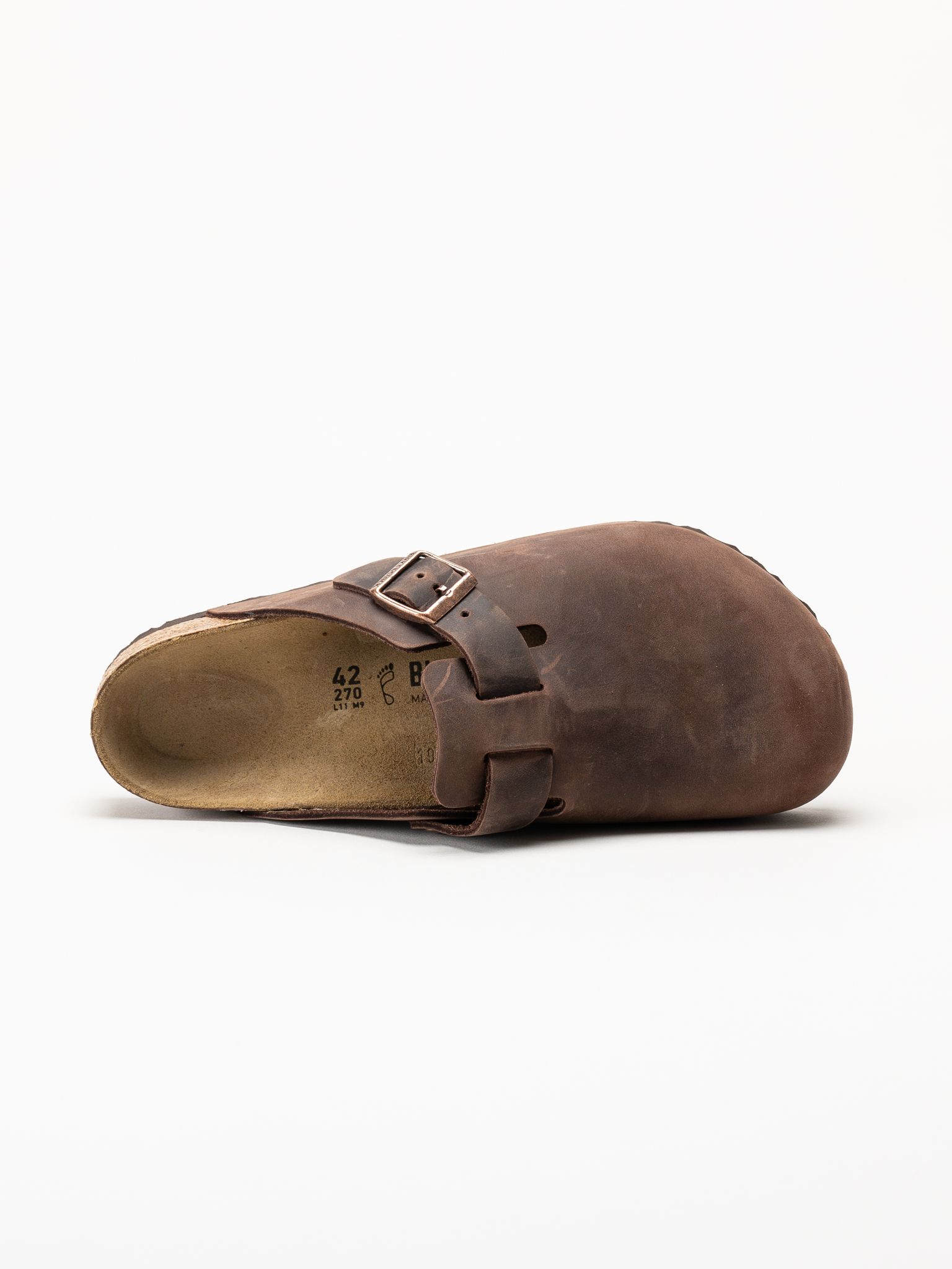 Birkenstock - Boston - Mörkbruna slip-in sandaler i oljat skinn