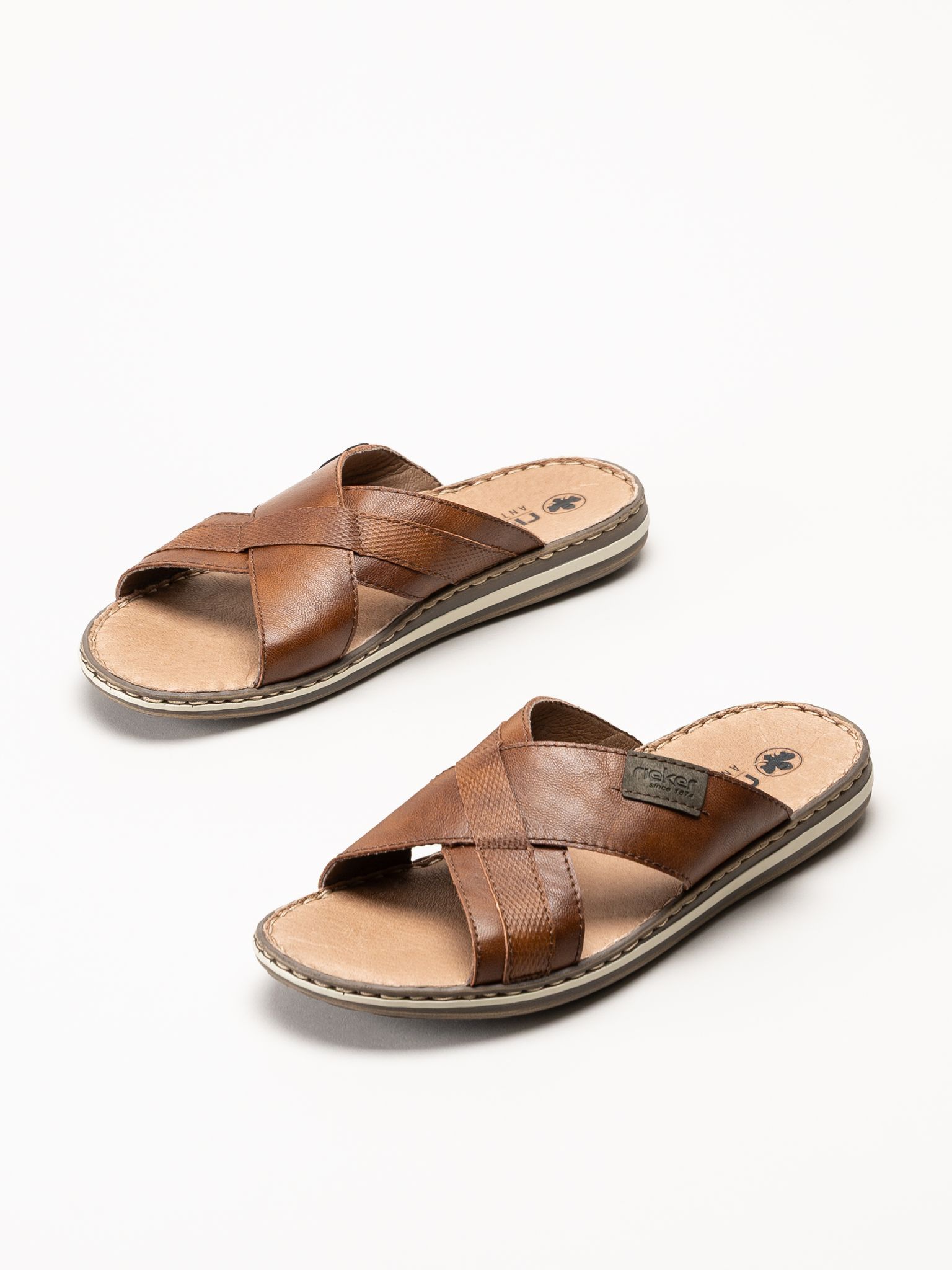 Rieker - Bruna sandaler i skinn