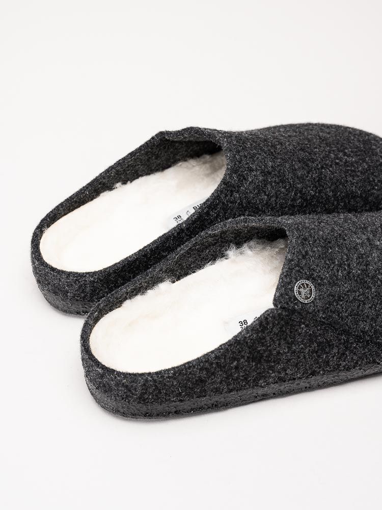 Birkenstock - Zermatt - Mörkgrå ulltofflor