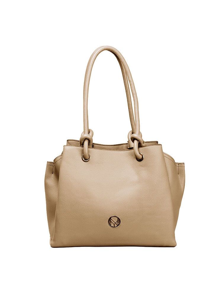 NYPD - Beige tote i skinnimitation