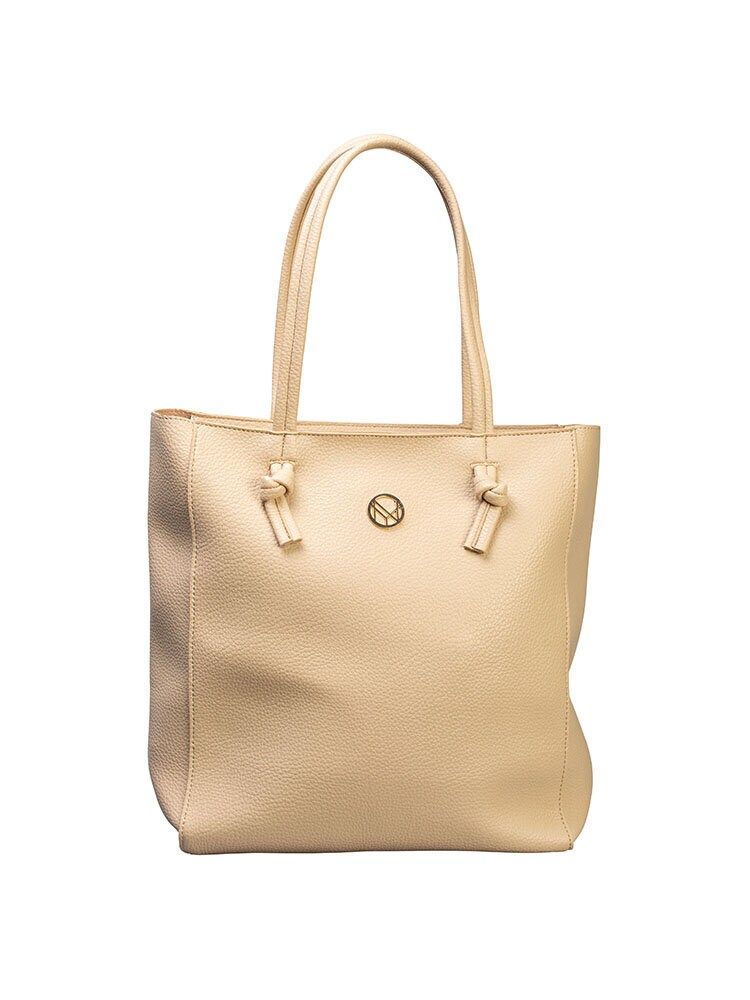 NYPD - Beige tote i skinnimitation