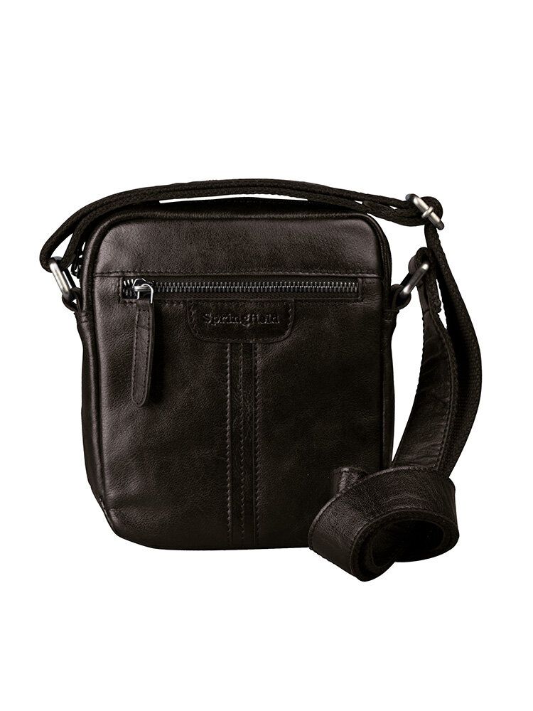 Springfield - Mörkbrun mindre axelremsväska i skinn