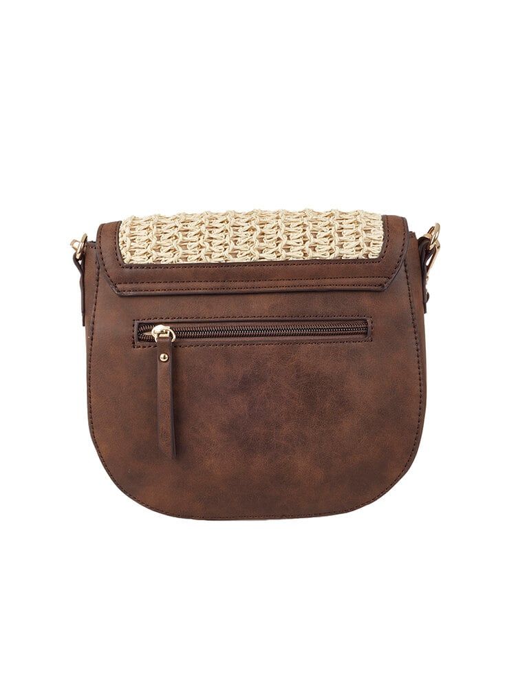 Ulrika Design - Sraw Sadelväska - Beige sadelväska i synte och strå