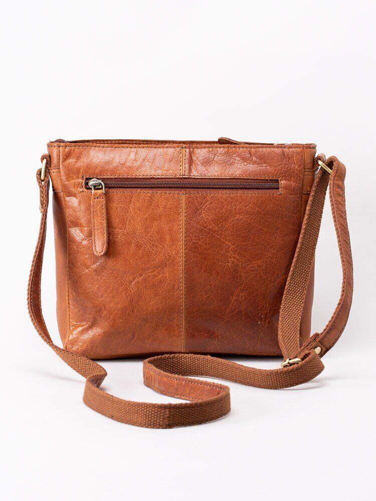 Springfield - Brun axelremsväska i skinn