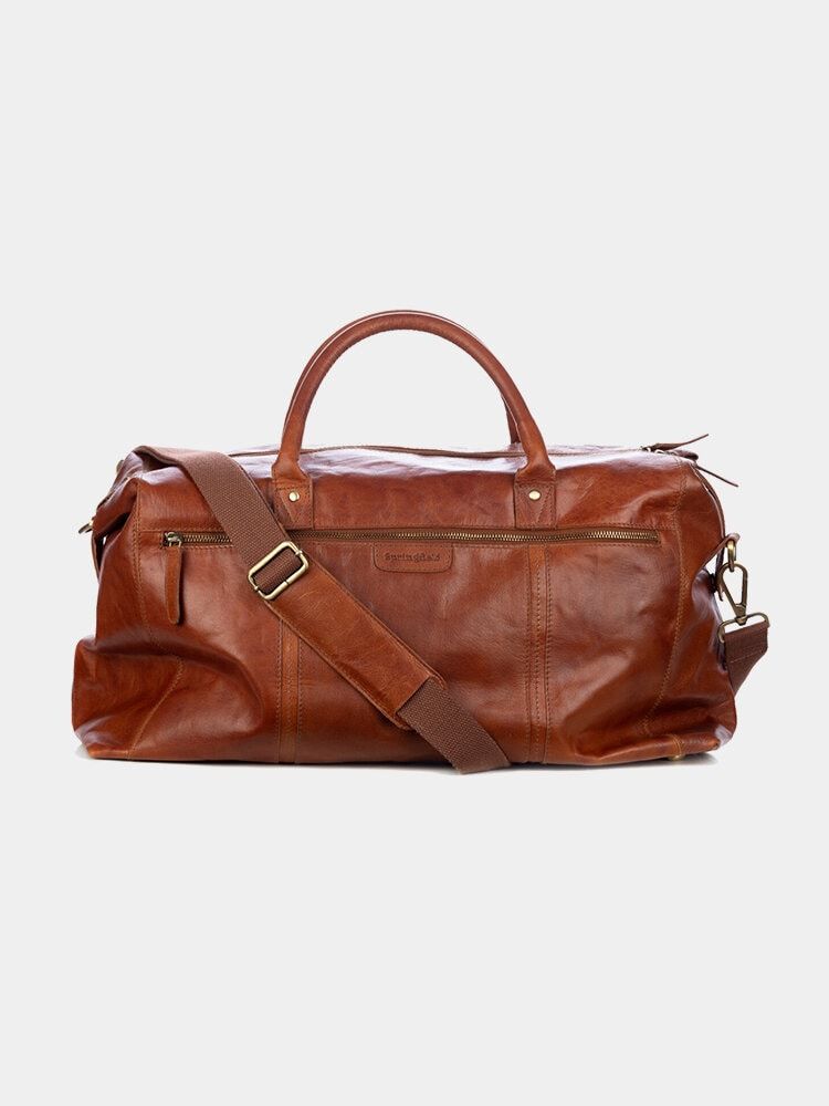 Springfield - Brun weekend bag i skinn
