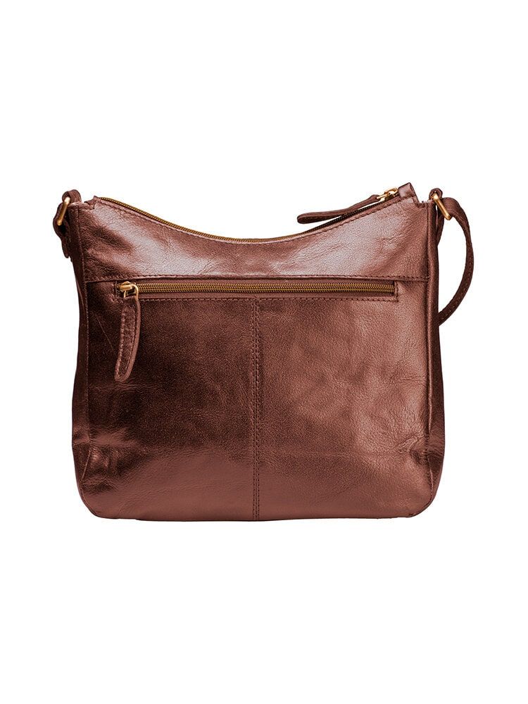 Springfield - Brun axelremsväska i skinn