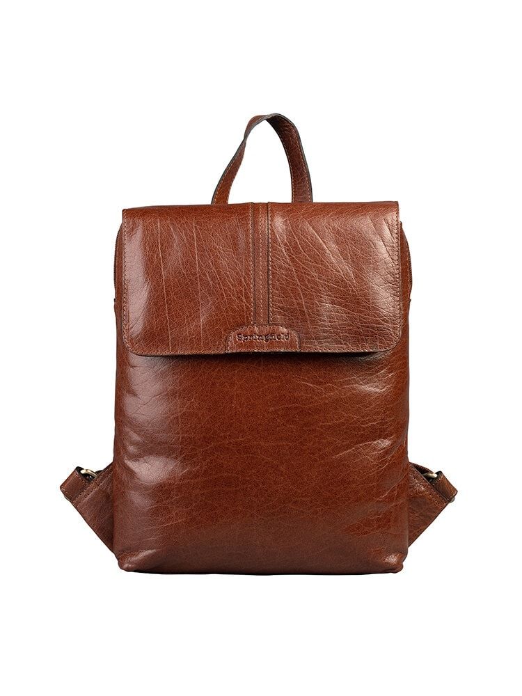 Springfield - Brun ryggsäck i skinn