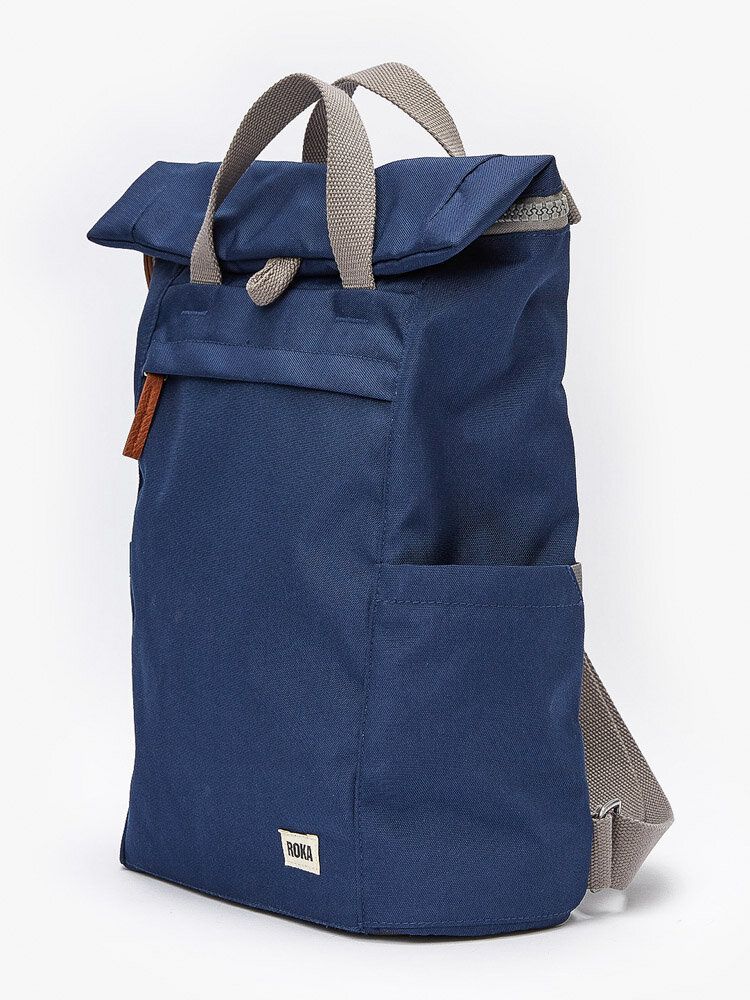 ROKA - Finchley A Recycled Canvas - Mörkblå medium ryggsäck i canvas