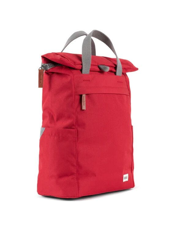 ROKA - Finchley A Recycled Canvas - Röd medium ryggsäck i canvas
