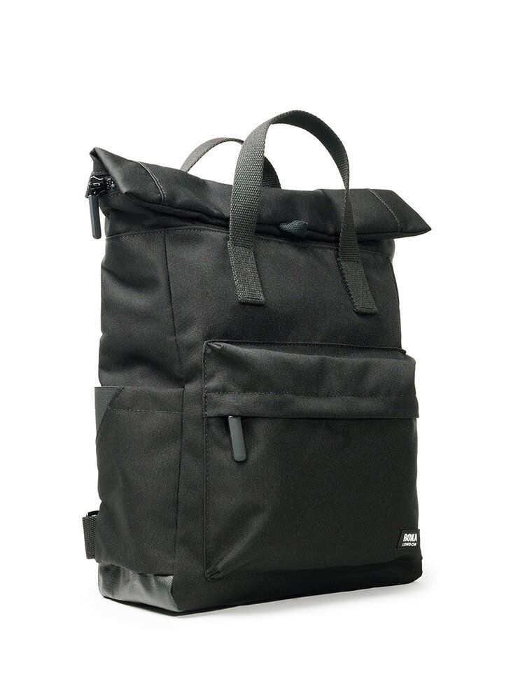 ROKA - Canfield B Recycled Canvas - Svart medium ryggsäck i canvas