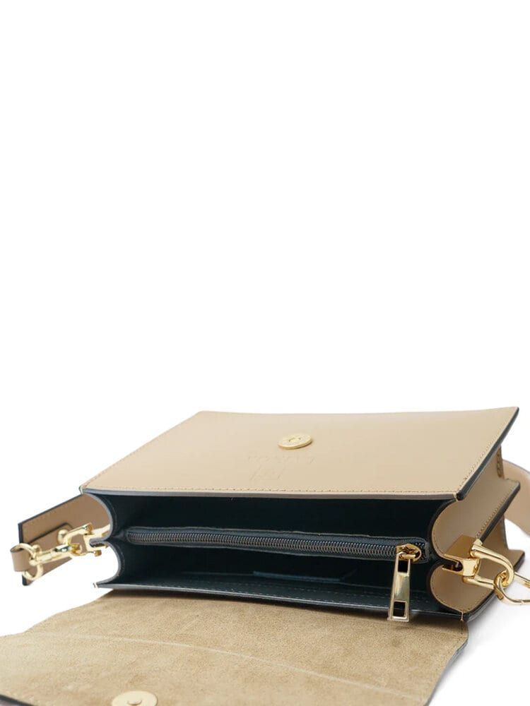 Latalia - Atri - Beige elegant axelväska boxmodell i skinn