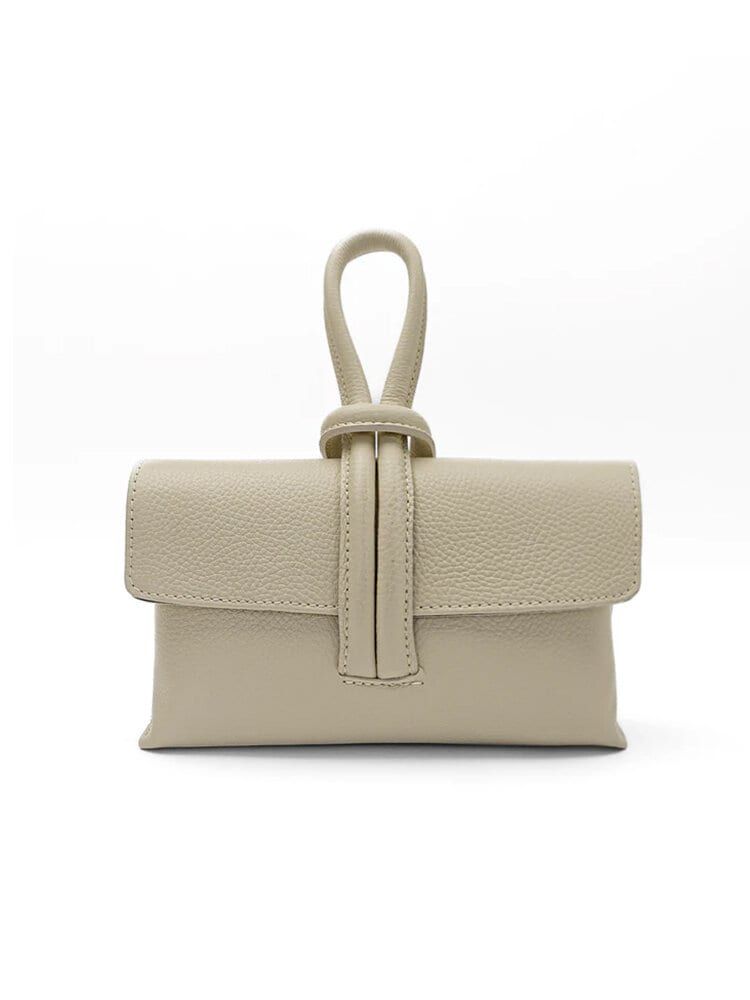 Latalia - Barletta - Beige axelremsväska i narvsatt skinn