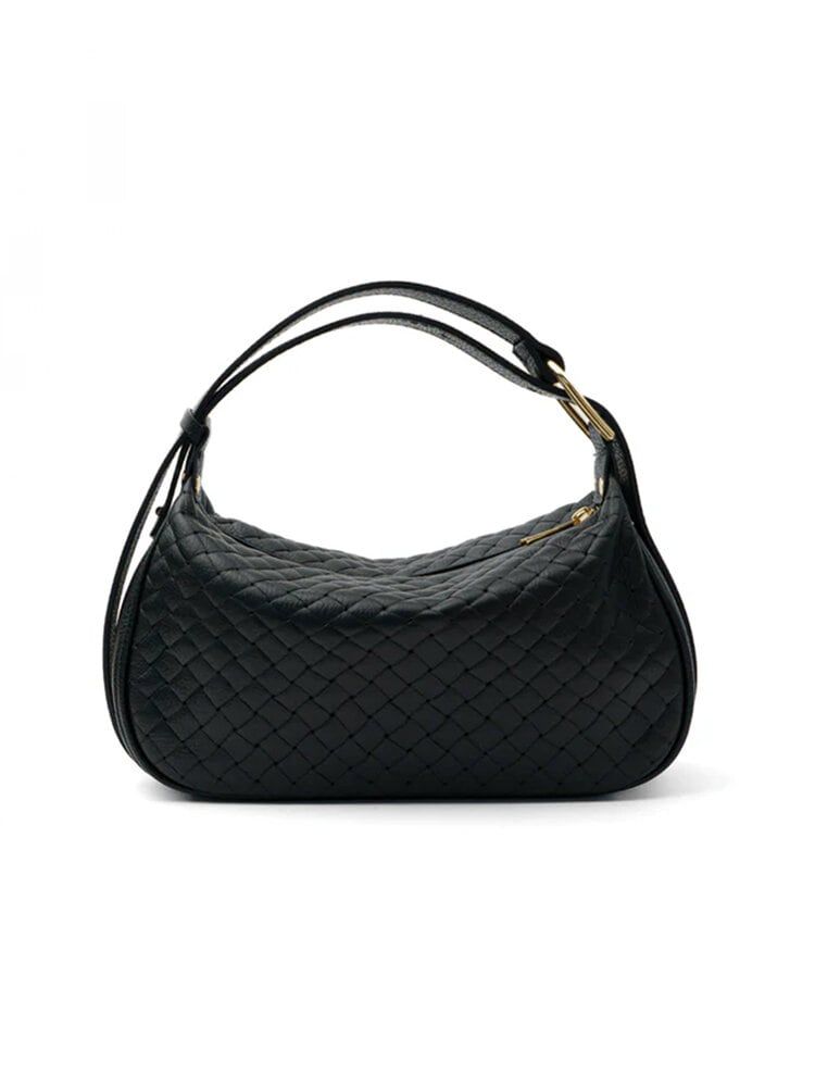 Latalia - Catania - Svart skinnväska med flätad effekt