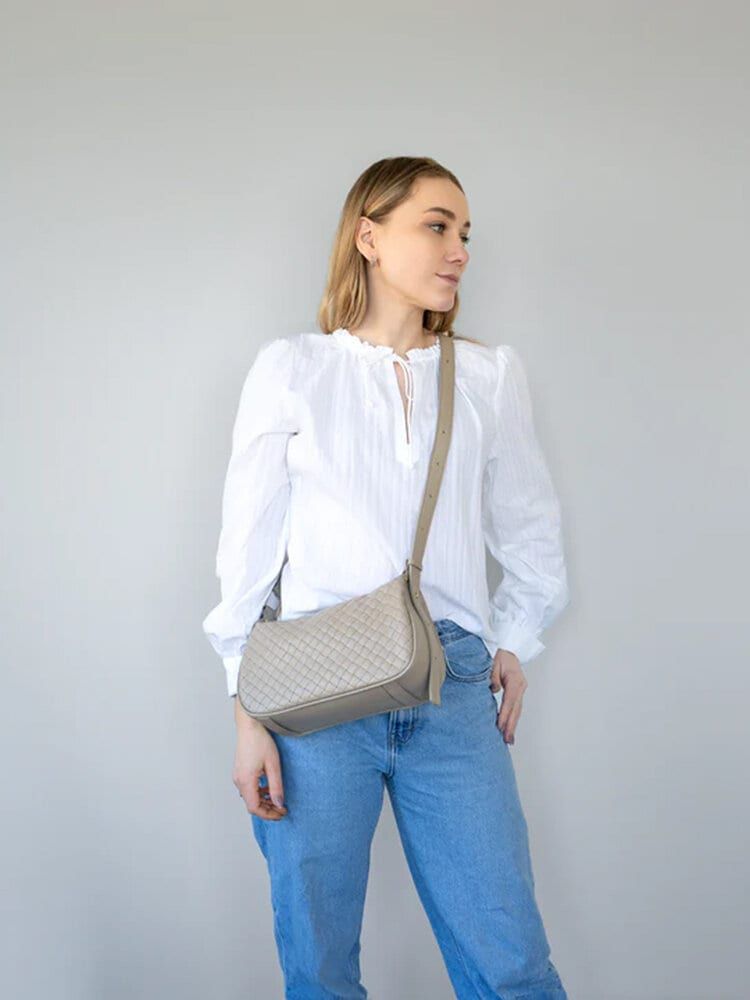 Latalia - Catania - Beige skinnväska med flätad effekt