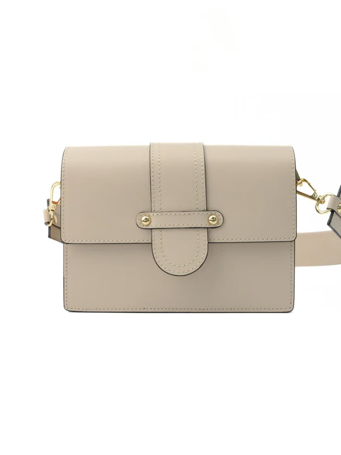 Latalia - Atri - Ljusbeige elegant axelväska boxmodell i skinn