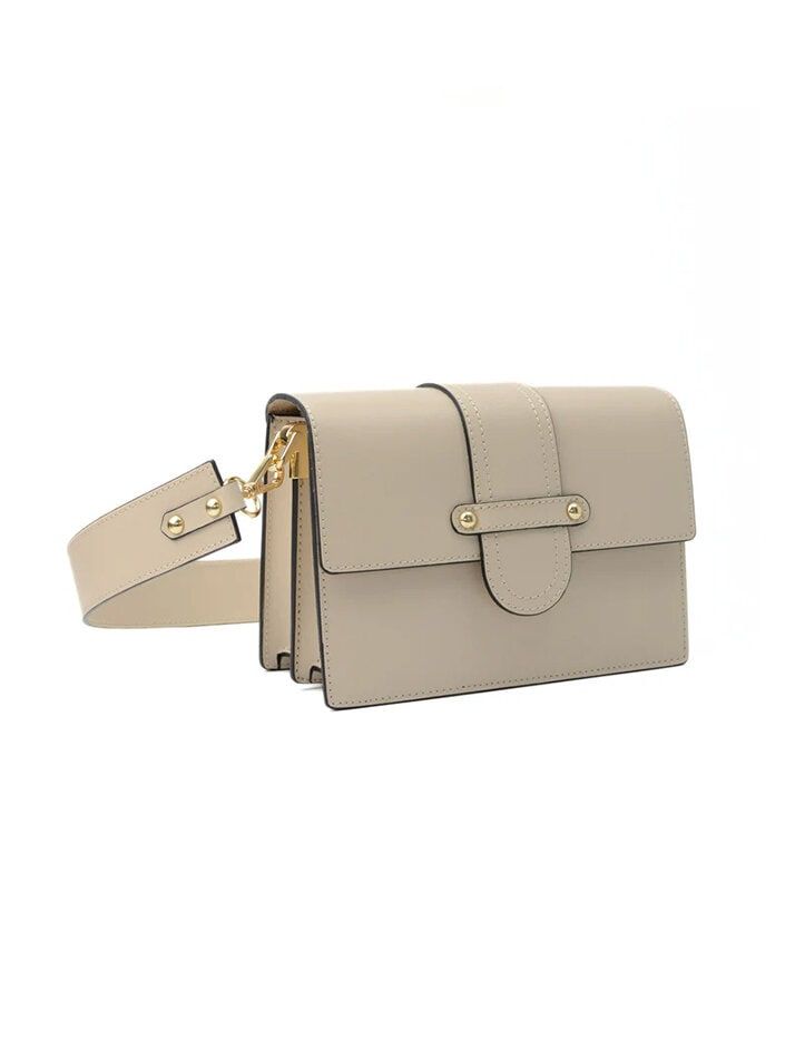 Latalia - Atri - Ljusbeige elegant axelväska boxmodell i skinn