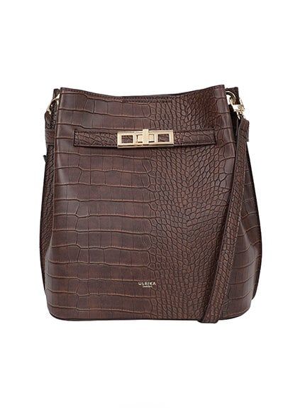 Ulrika Design - Ulrika Croco Hink-väska - Brun Hink-väska med krokomönster