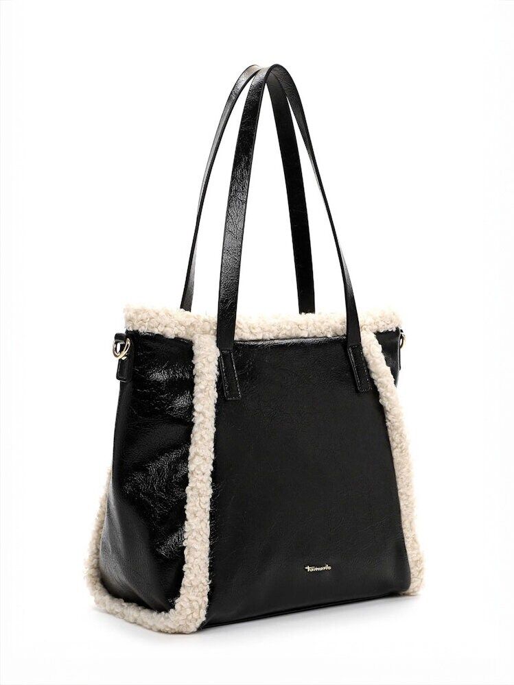 Tamaris bags - Gitta City Shopper M - Svart handväska i blank struktur