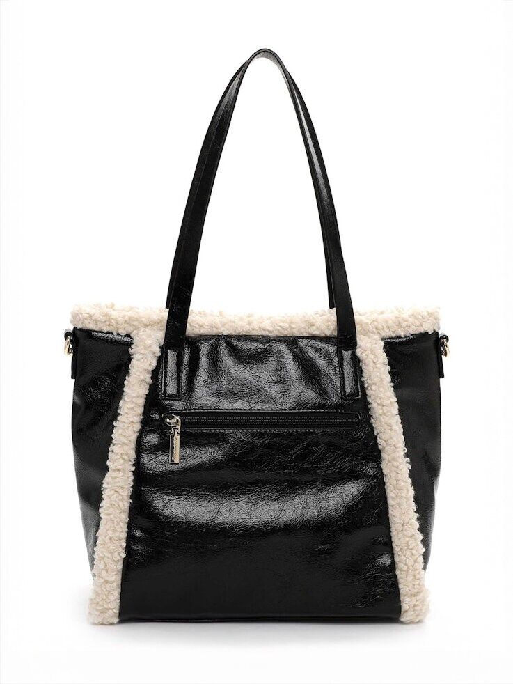 Tamaris bags - Gitta City Shopper M - Svart handväska i blank struktur