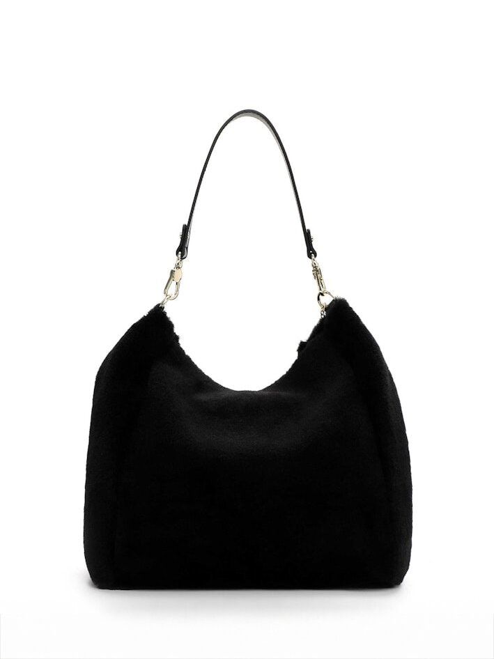 Tamaris bags - Gaja Pouch M - Svart mjuk väska i fuskpäls