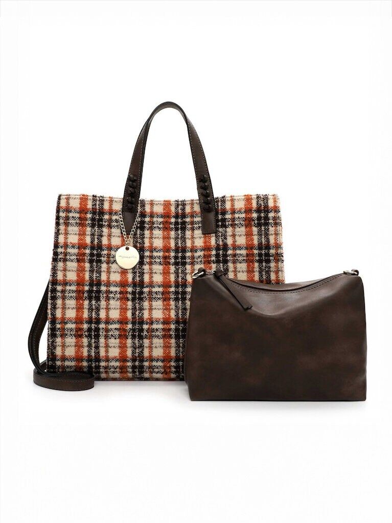 Tamaris bags - Gwenda City Shopper L - Multifärgad rutig väska två i en