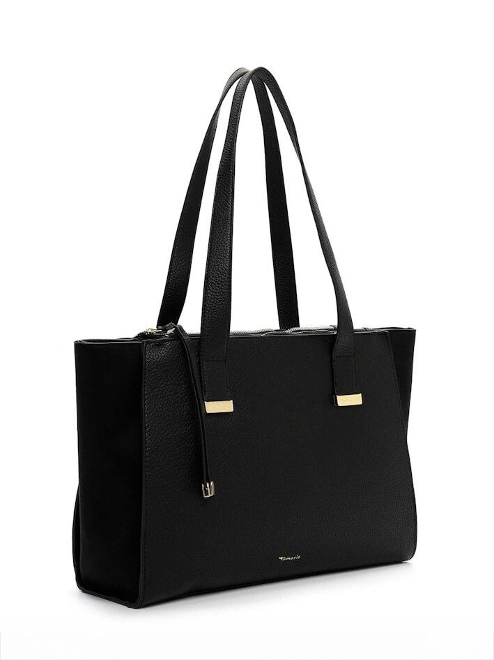Tamaris bags - Galina City Shopper L - Svart minimalistisk väska i PU och textil