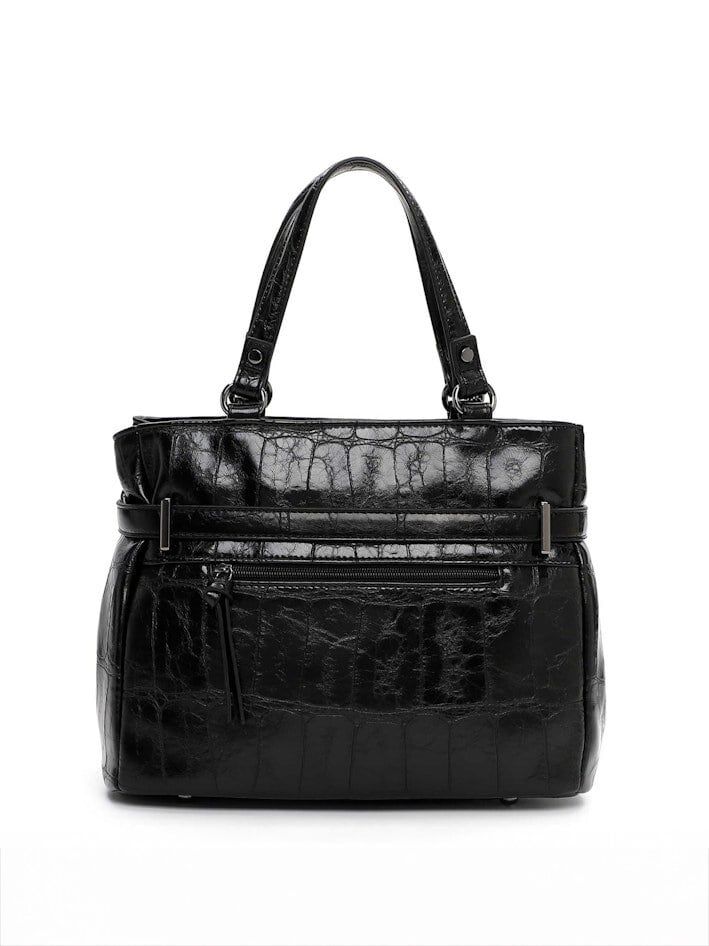 Tamaris bags - Gulia City Shopper M - Svart blank väska med crocomönster