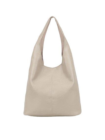 Ulrika Design - Ulrika Fur A-Line tote - Beige axelväska i mjuk skinnimitation