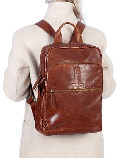 Springfield - Springfield Ryggsäck - Brun ryggsäck i skinn