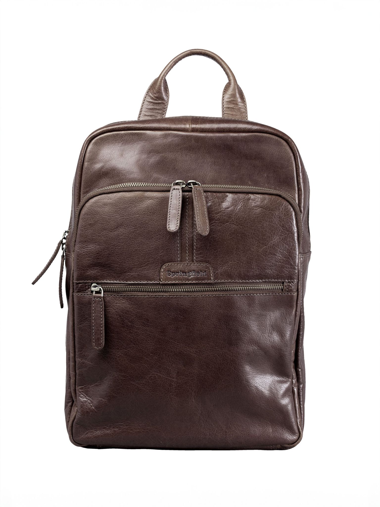 Springfield - Springfield Ryggsäck - Mörkbrun ryggsäck i skinn