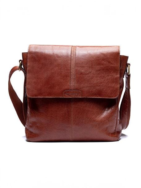 Springfield - Springfield klaffväska - Brun klaffväska i skinn