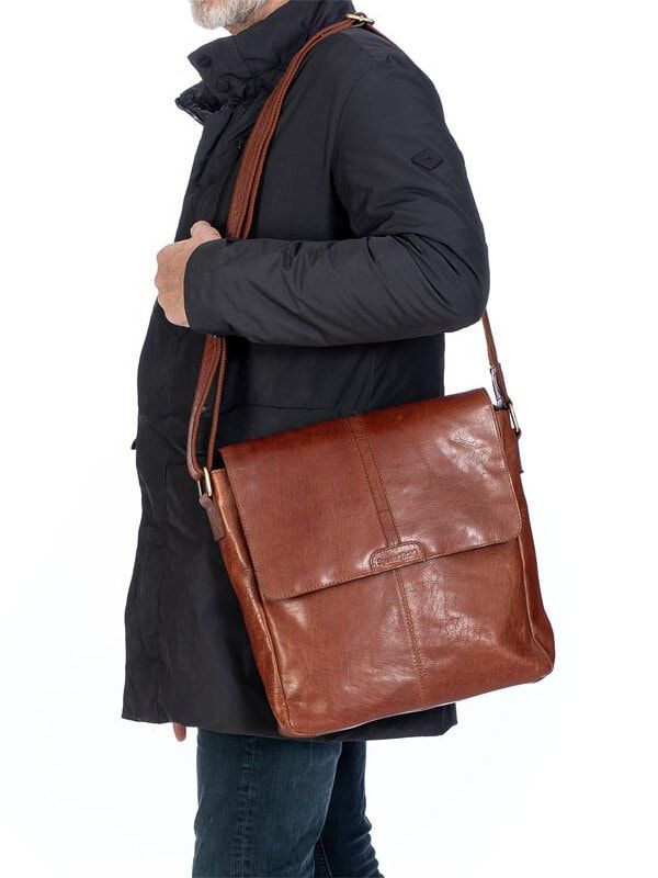 Springfield - Springfield klaffväska - Brun klaffväska i skinn