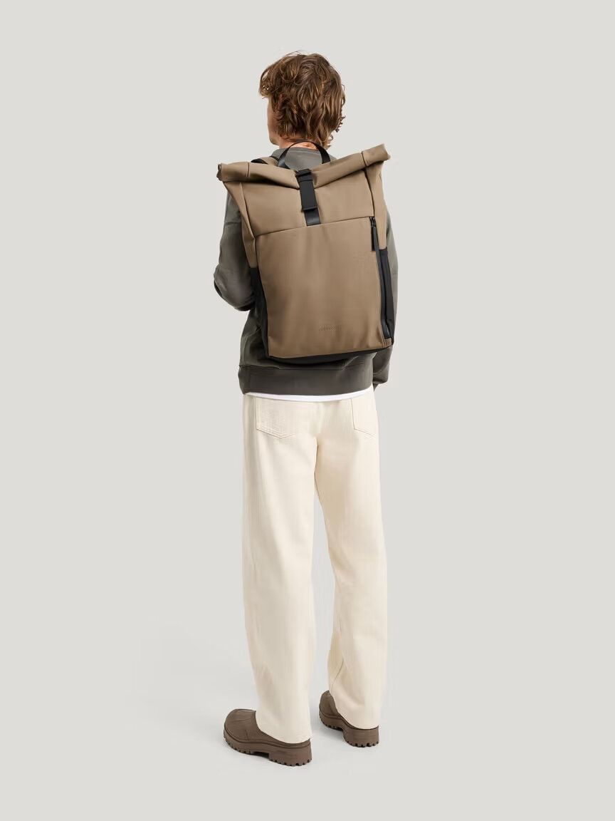 Tretorn - Wings Rolltop WP - Brun vattentålig ryggsäck i mjukt PU-material