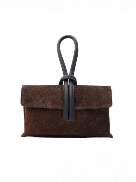 Latalia - Barletta suede - Mörkbrun handväska i mocka