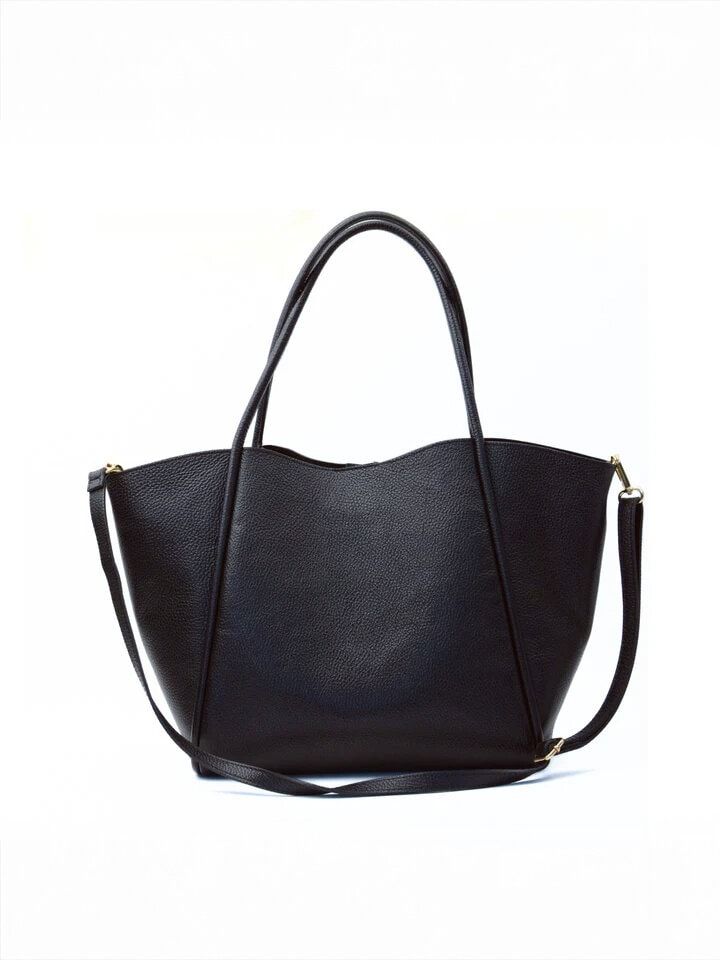 Latalia - Florence XL - Svart shopping väska XL i narvsatt skinn