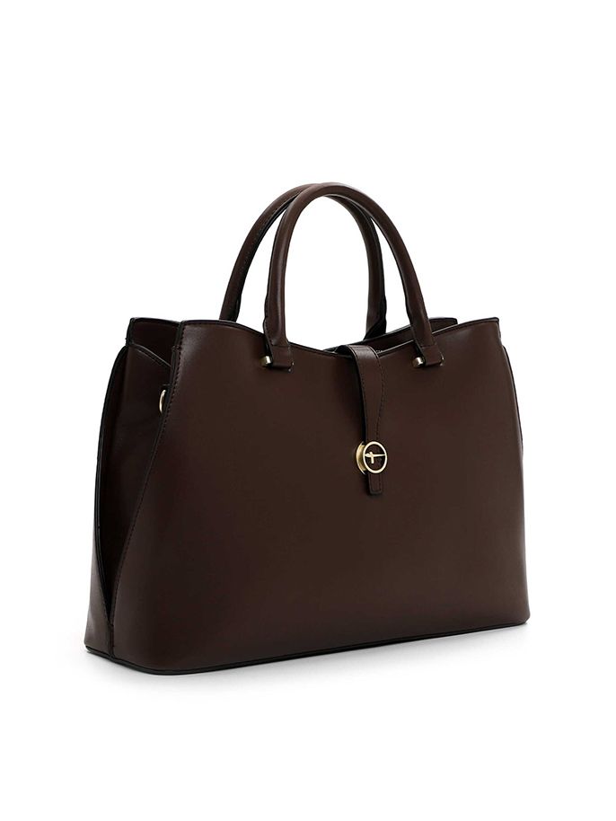 Tamaris bags - Giorgia City Shopper M - Brun minimalistisk handväska med fina detaljer